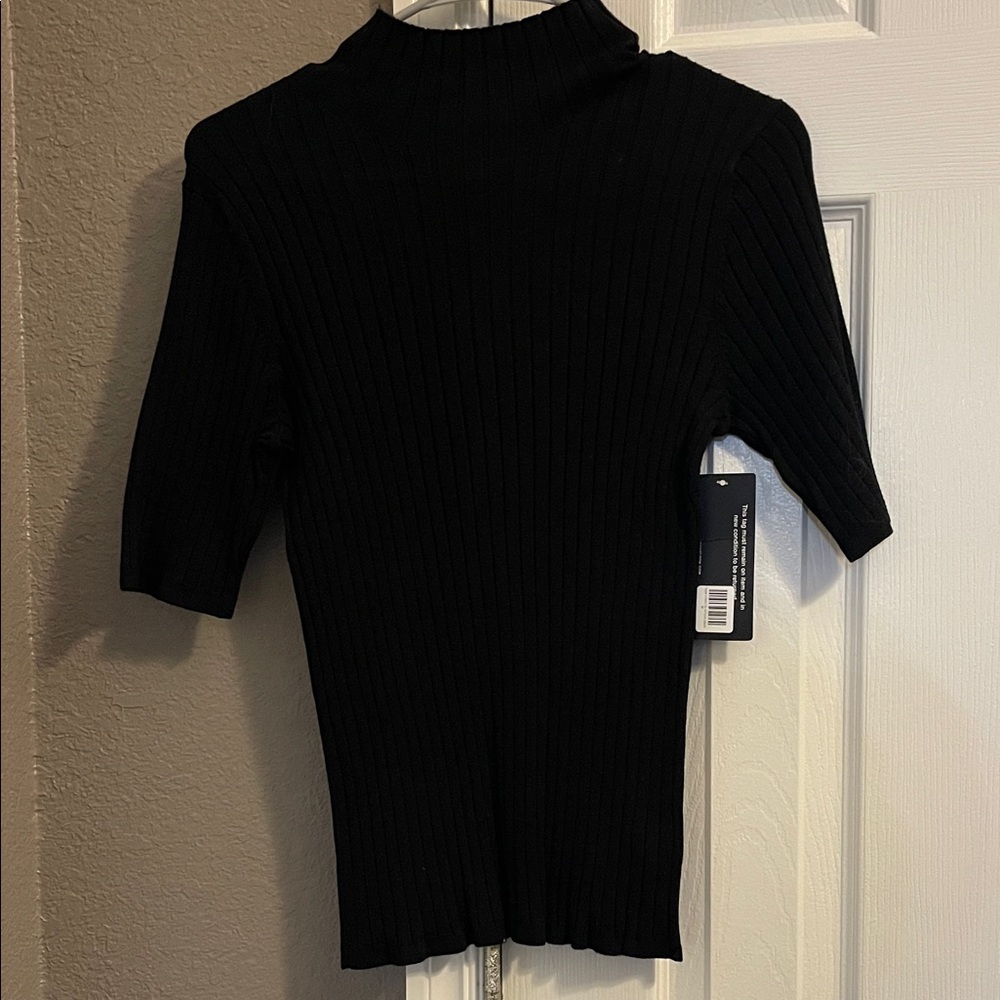 525 America Black Ribbed Knit Top